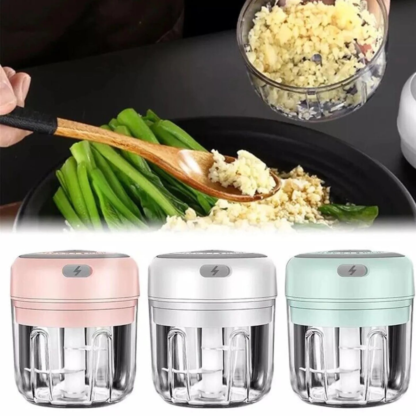 Electric Garlic Chopper β Mini USB Rechargeable Food Processor (300ML)