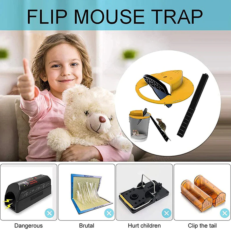 Flip & Slide Mouse Trap Lid – Humane & Auto-Reset Design