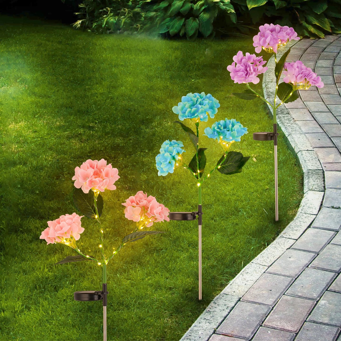 2-Pack Solar Hydrangea Garden Lights β Outdoor Yard Decoration