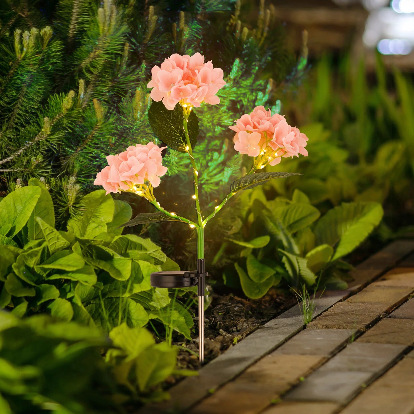 2-Pack Solar Hydrangea Garden Lights β Outdoor Yard Decoration