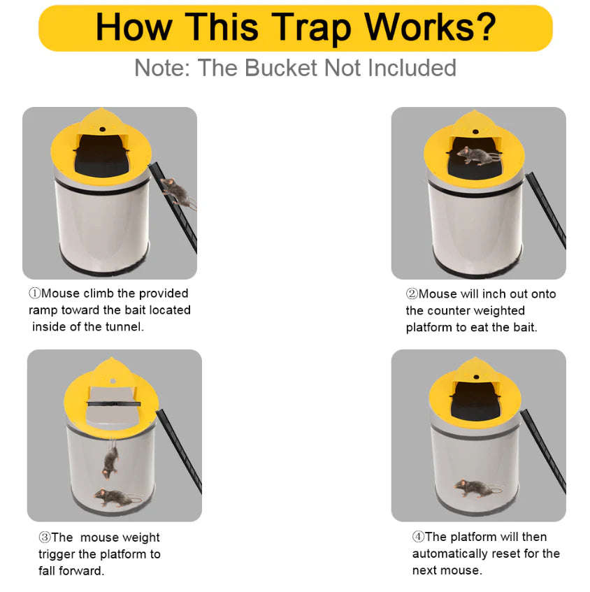 Flip & Slide Mouse Trap Lid – Humane & Auto-Reset Design
