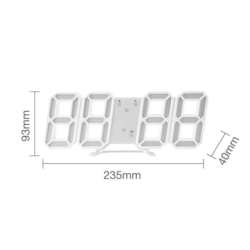 Modern 3D LED Wall Clock โ Digital Alarm & Auto Brightness