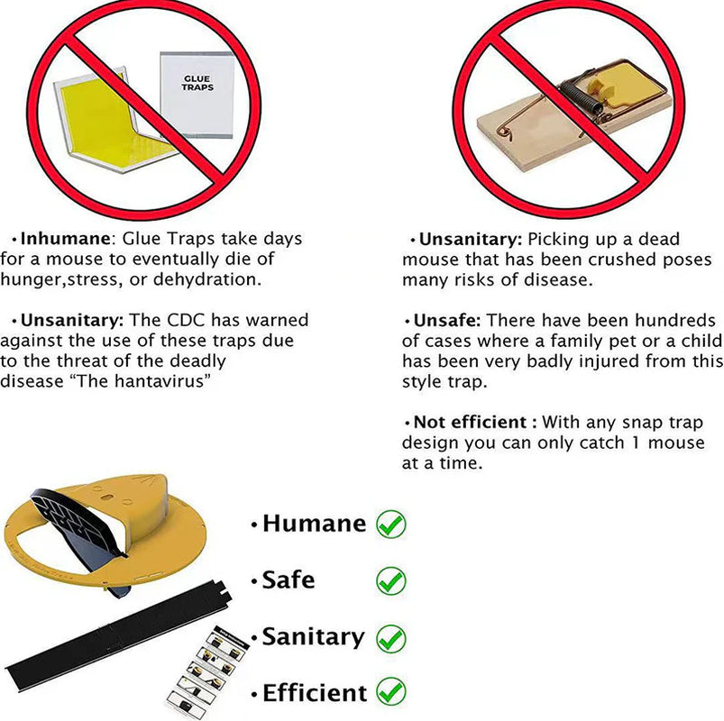 Flip & Slide Mouse Trap Lid – Humane & Auto-Reset Design