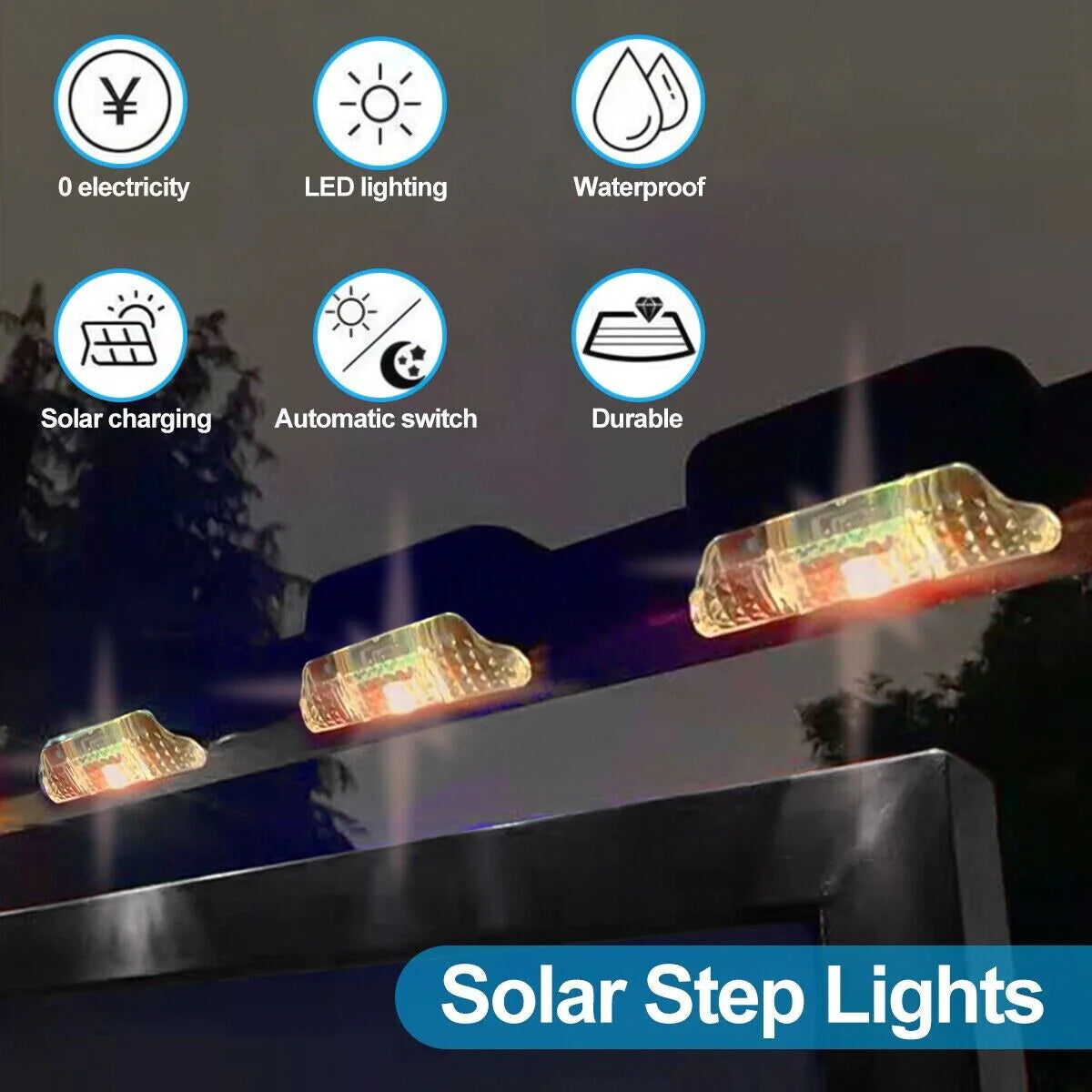 8-Pack Solar Deck Lights β Outdoor Waterproof LED for Steps, Patio & Fence