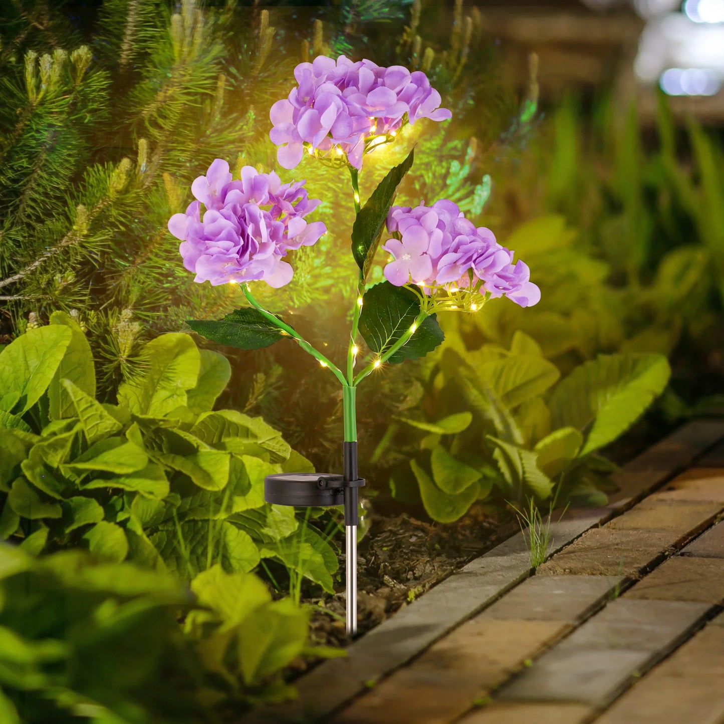 2-Pack Solar Hydrangea Garden Lights β Outdoor Yard Decoration