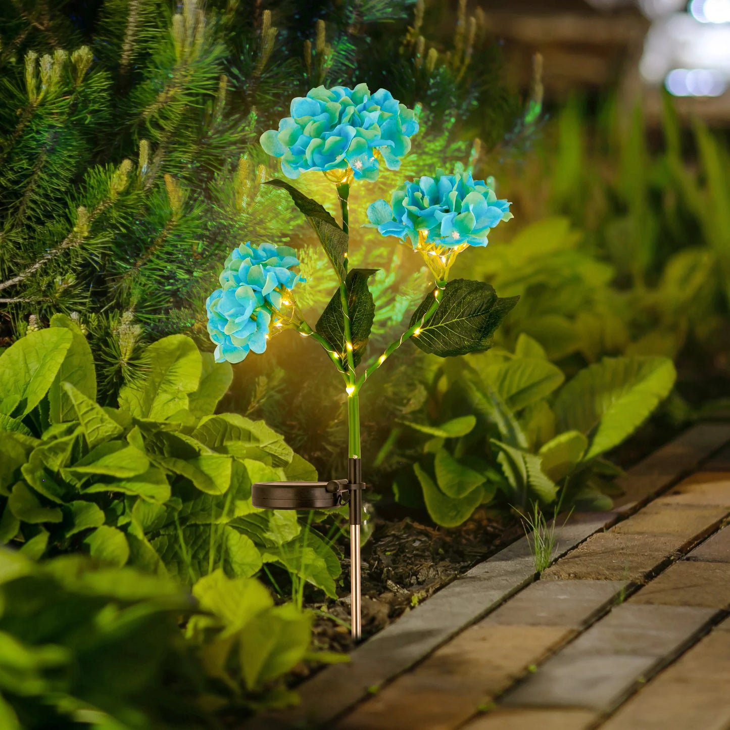 2-Pack Solar Hydrangea Garden Lights β Outdoor Yard Decoration
