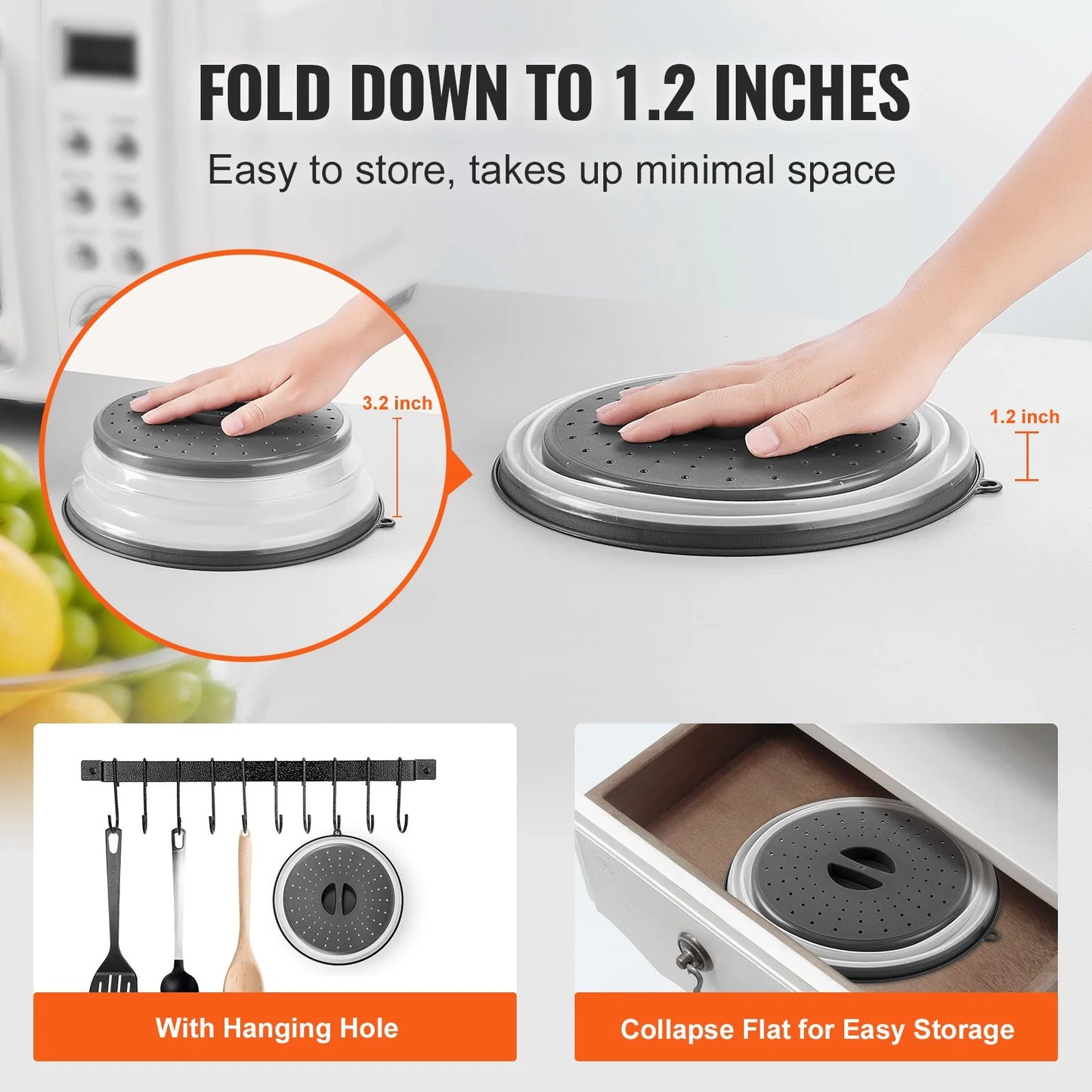 Collapsible Microwave Splatter Cover – Anti-Splash Food Lid with Steam Vents