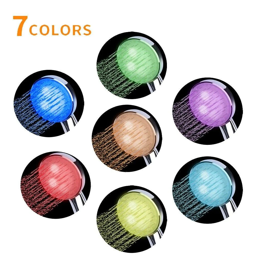 7-Color Changing LED Shower Head with Water Bath Feature for Home Bathrooms