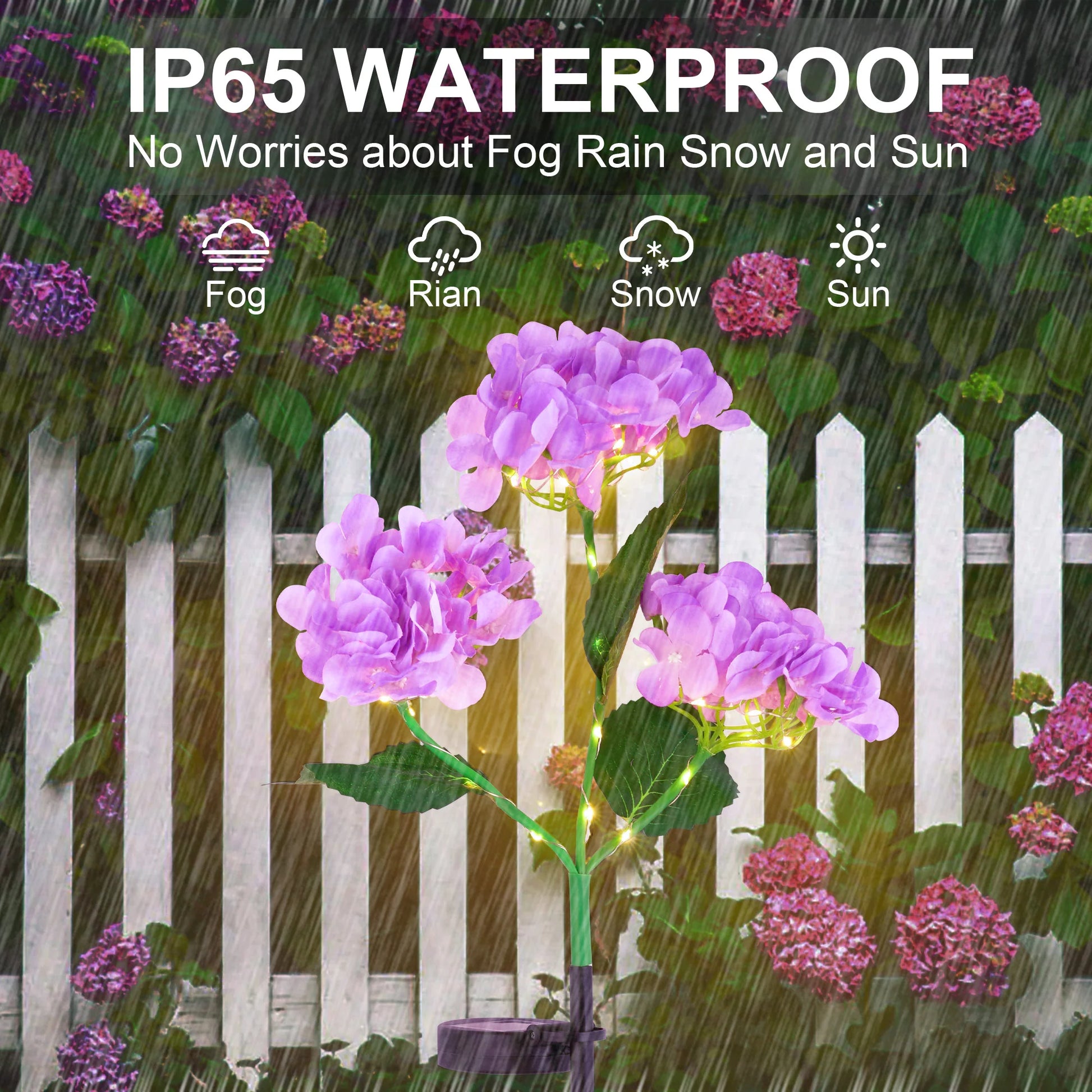 2-Pack Solar Hydrangea Garden Lights – Outdoor Yard Decoration