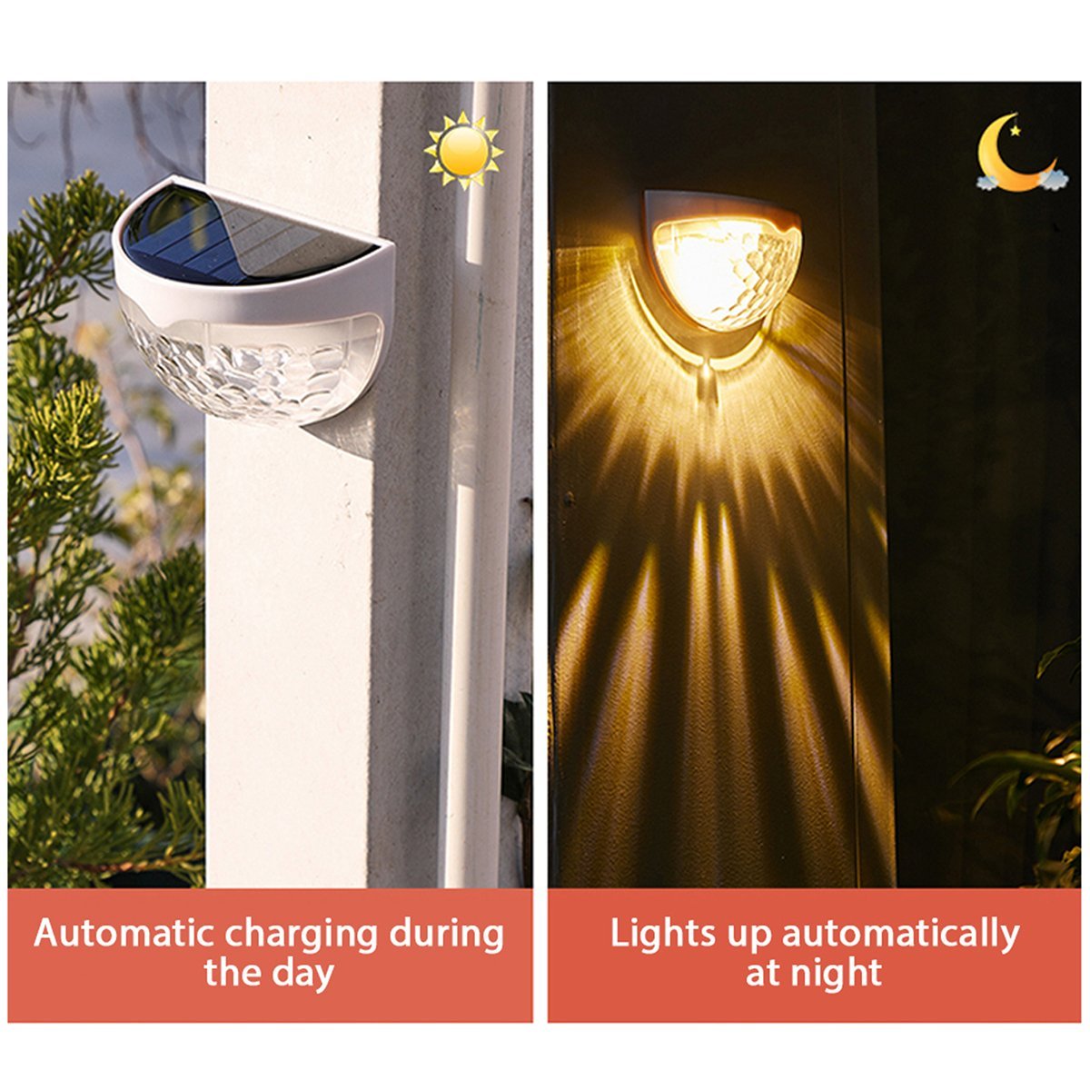 2PCS Solar Semicircle Wall Lights – Waterproof Outdoor Decorative Sensor Lamps – Outdoor Lighting – Eliosun Home Decor