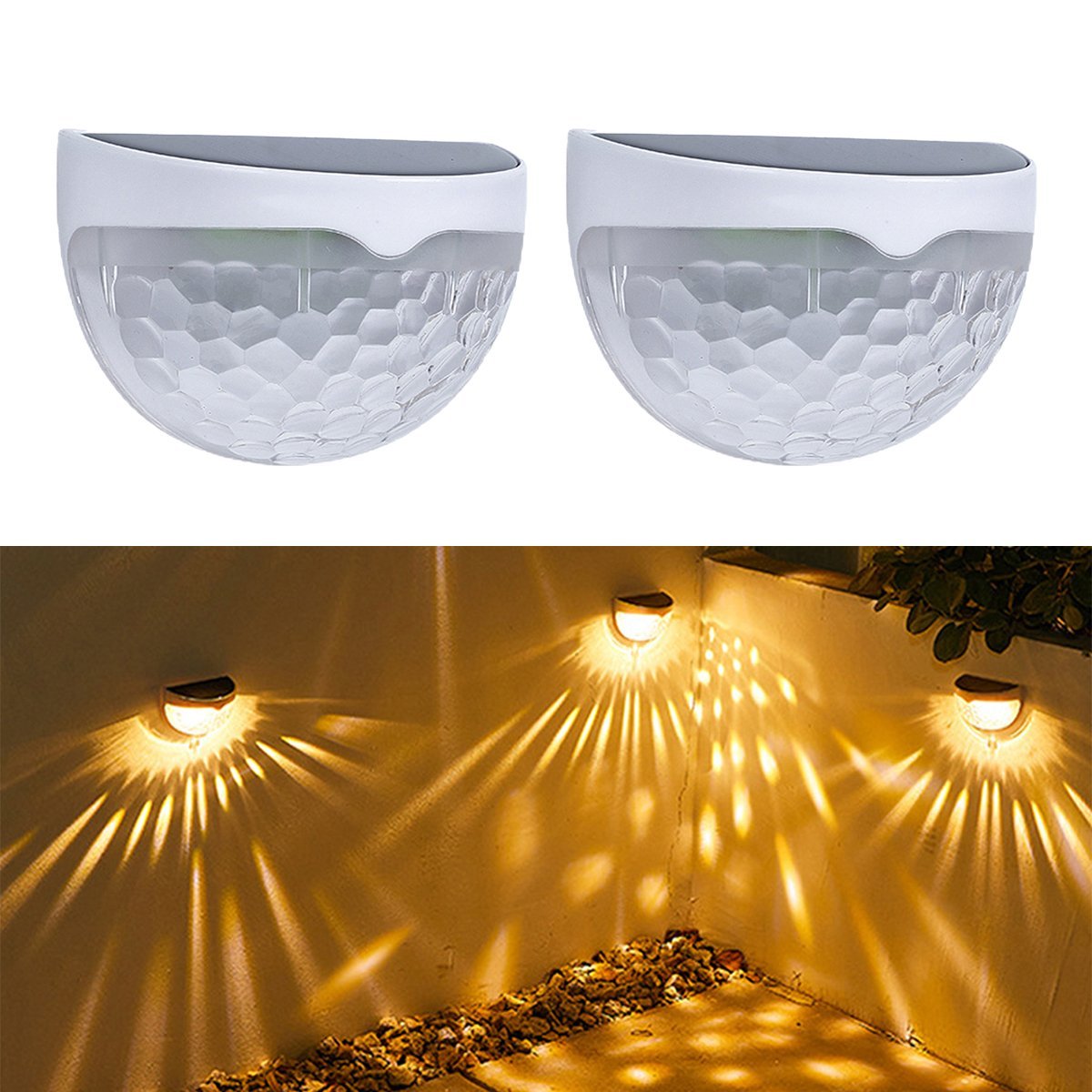 2PCS Solar Semicircle Wall Lights – Waterproof Outdoor Decorative Sensor Lamps – Outdoor Lighting – Eliosun Home Decor