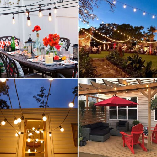 48FT Outdoor LED String Lights – Waterproof 15 - Bulb Patio & Garden Decor – Outdoor Lighting – Eliosun Home Decor