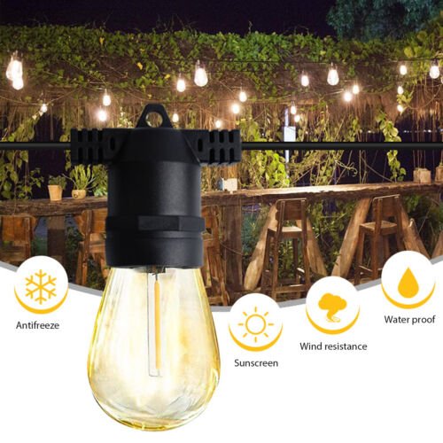 48FT Outdoor LED String Lights – Waterproof 15 - Bulb Patio & Garden Decor – Outdoor Lighting – Eliosun Home Decor
