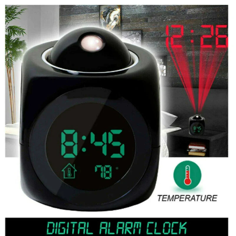 Smart LED Projection Alarm Clock with Voice & Weather Display – USB Powered