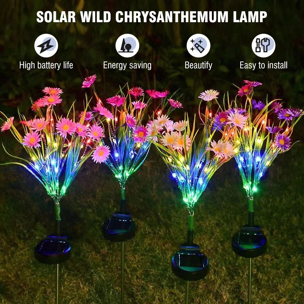 Solar LED Flower Stake Lights – Outdoor Garden Decor 