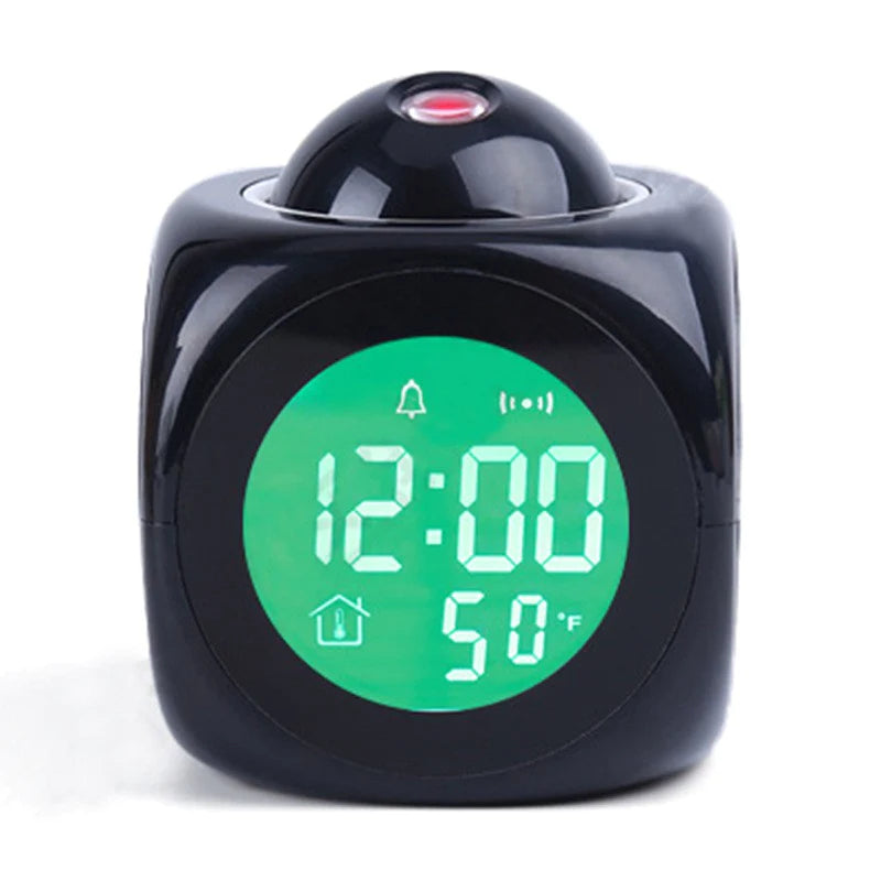 Smart LED Projection Alarm Clock with Voice & Weather Display – USB Powered