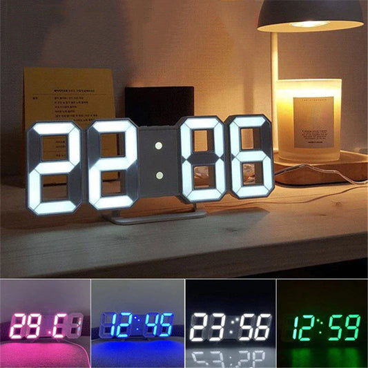 Modern 3D LED Wall Clock – Digital Alarm & Auto Brightness