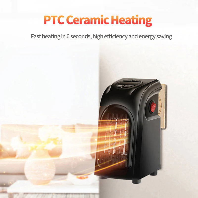 Mini Electric Space Heater – Fast Ceramic Heating with Adjustable Thermostat for Home & Office
