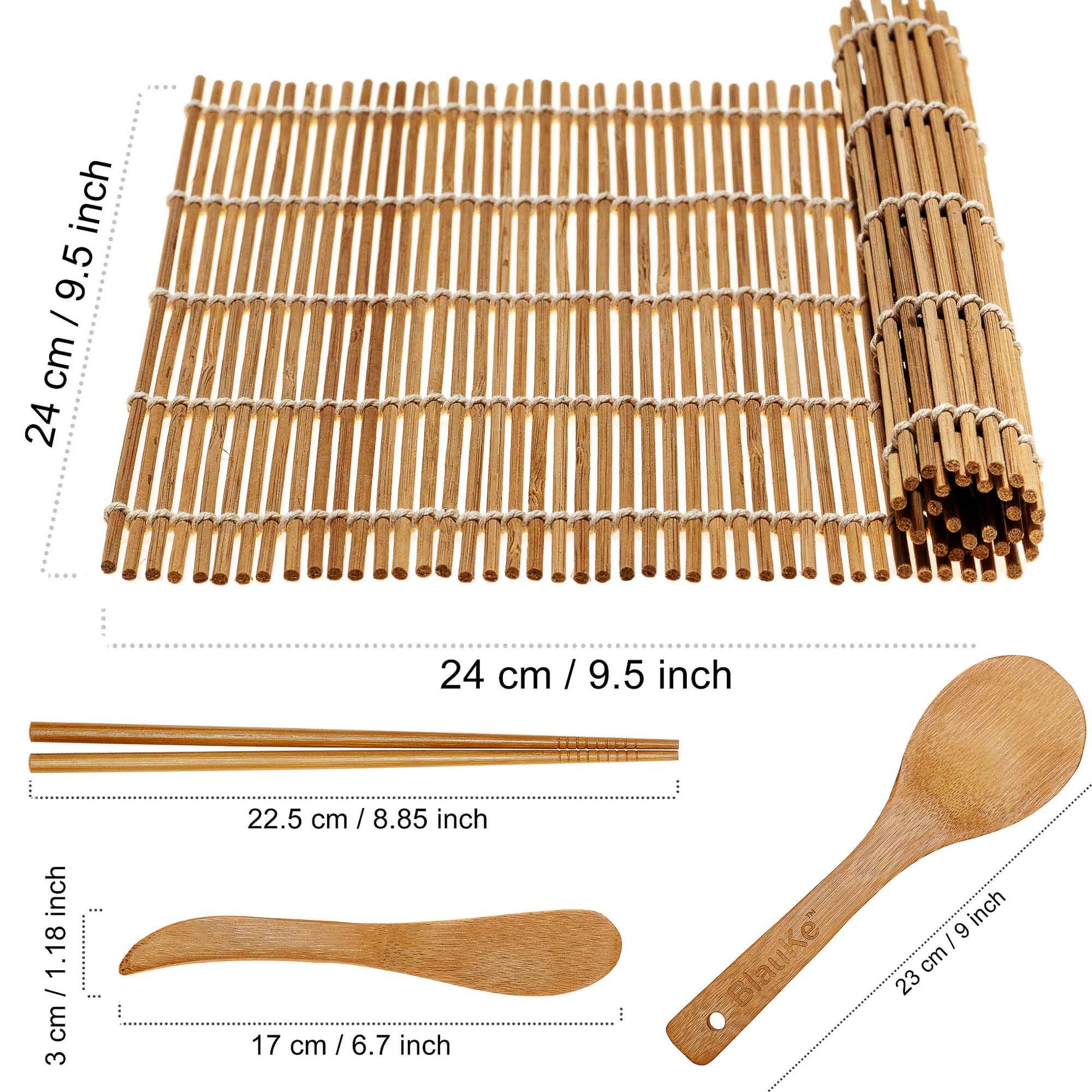 Bamboo Sushi Kit – Includes 2 Mats, 5 Chopstick Sets & Rice Paddle – Kitchen – Eliosun Home Decor