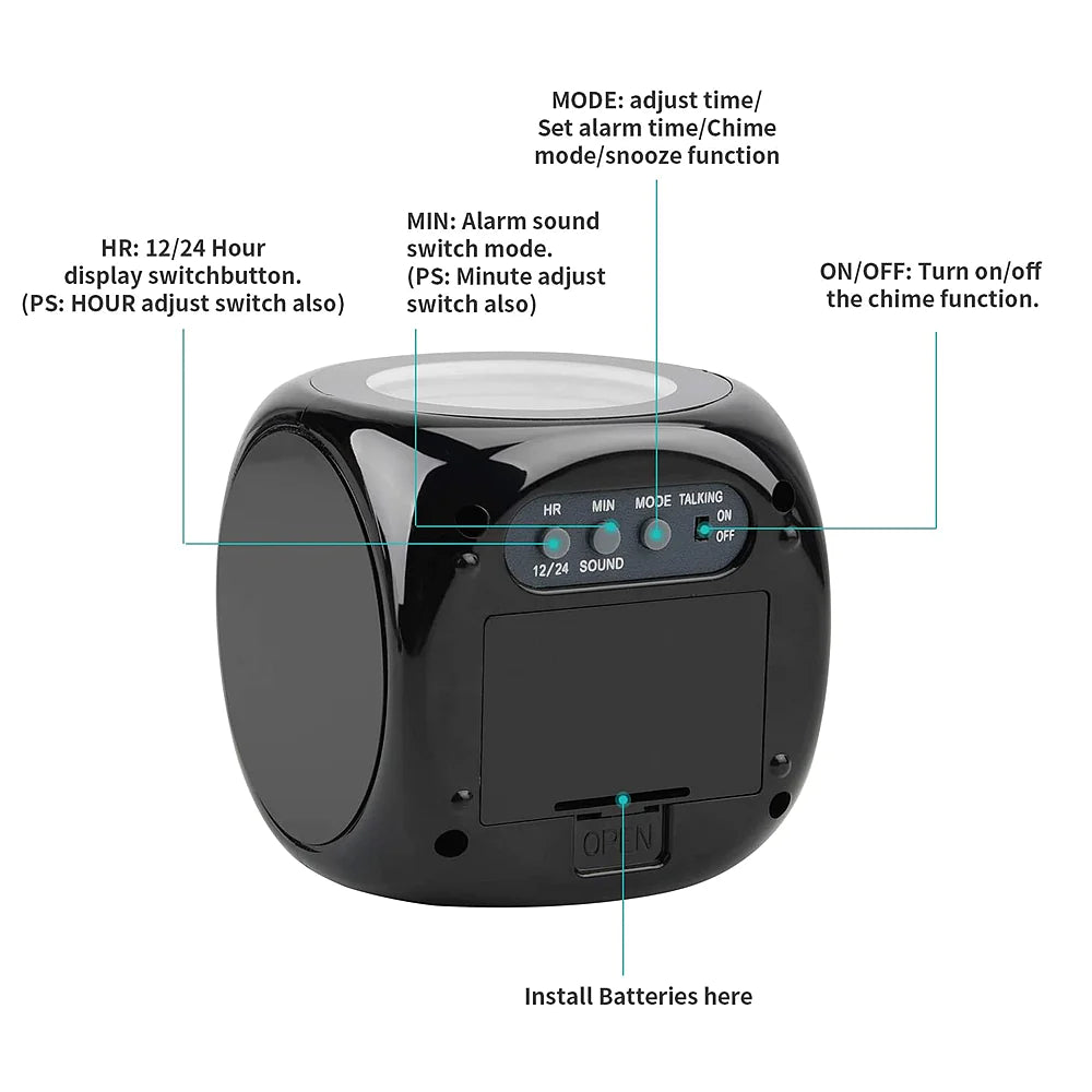 Smart LED Projection Alarm Clock with Voice & Weather Display – USB Powered