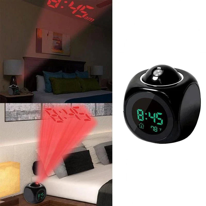 Smart LED Projection Alarm Clock with Voice & Weather Display – USB Powered