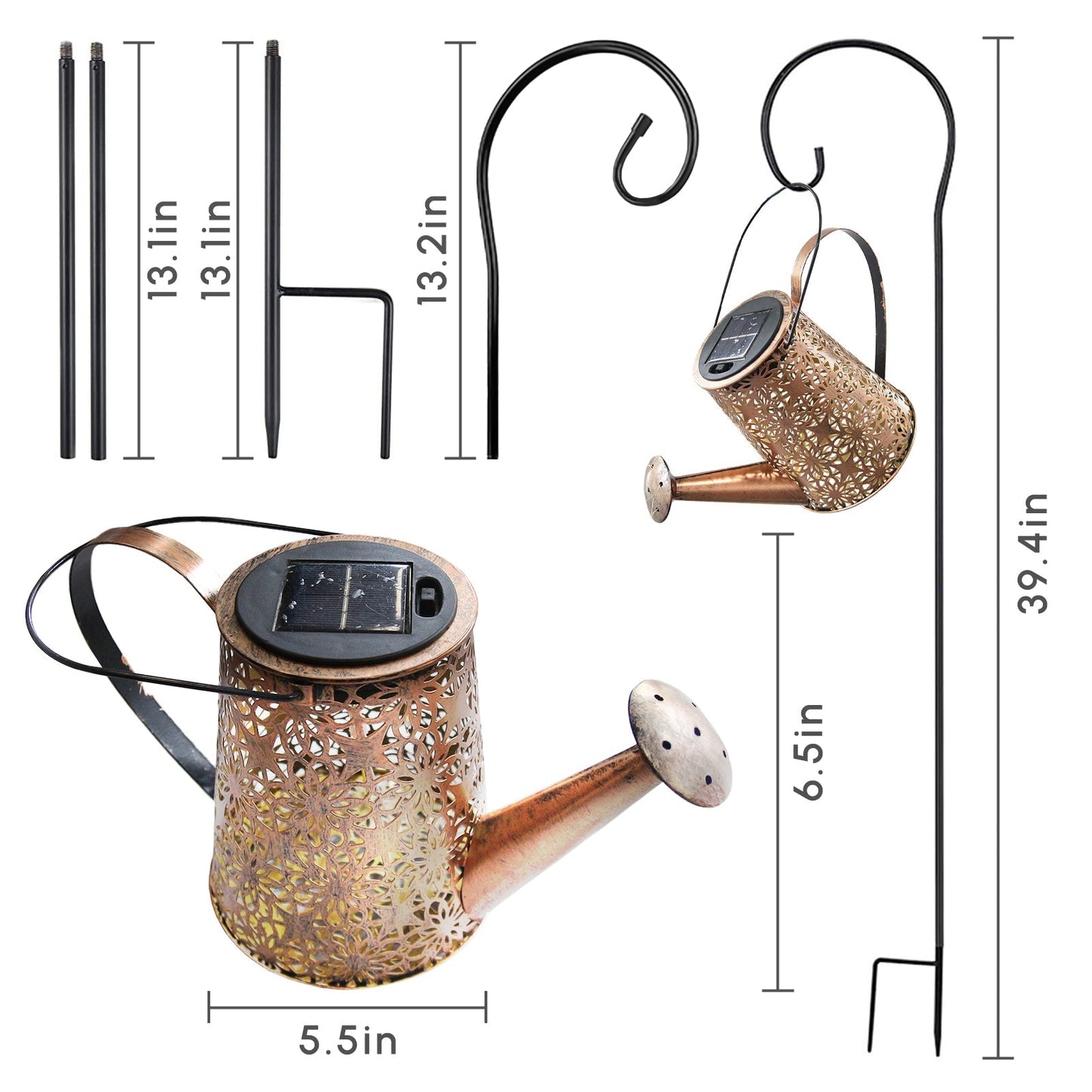 Solar Watering Can Lantern – Hanging Outdoor Light with Fairy String Effect – Outdoor Lighting – Eliosun Home Decor