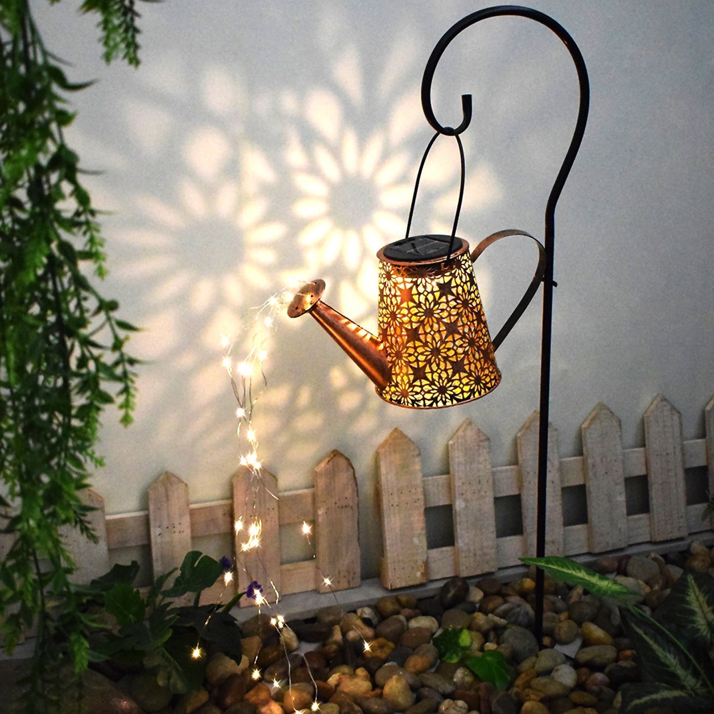 Solar Watering Can Lantern – Hanging Outdoor Light with Fairy String Effect – Outdoor Lighting – Eliosun Home Decor